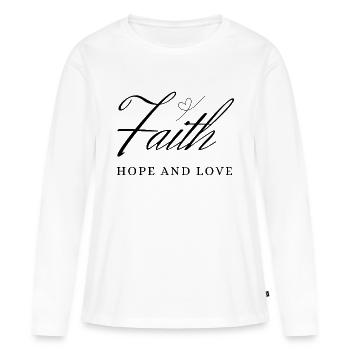 Foi - T-shirt manches longues Premium bio Femme - blanc - Devant - Julia (174cm)