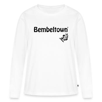 Bembel Design #FrankfurterOriginal #069 - Women's Premium Organic Long Sleeve Shirt - white - Front - Julia (174cm)