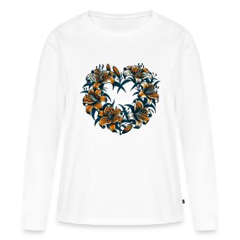 Lys tigré - T-shirt manches longues Premium bio Femme - blanc - Devant - Julia (174cm)