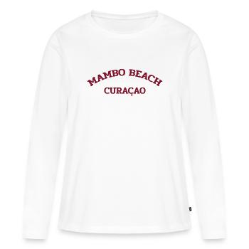 Mambo Beach - Curaçao - Caraïbes néerlandaises - Karibik - T-shirt manches longues Premium bio Femme - blanc - Devant - Julia (174cm)