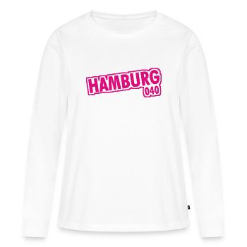 Hambourg - 040 - Ville hanséatique - Alster - Elbe - T-shirt manches longues Premium bio Femme - blanc - Devant - Julia (174cm)