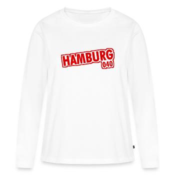 Hambourg - 040 - Ville hanséatique - Alster - Elbe - T-shirt manches longues Premium bio Femme - blanc - Devant - Julia (174cm)