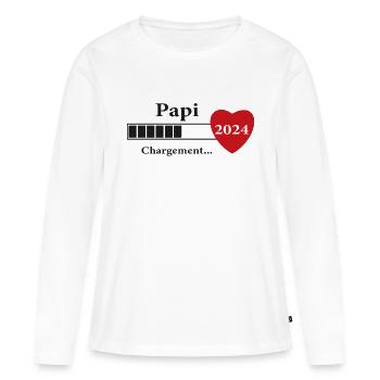 papi - futur papi chargement - T-shirt manches longues Premium bio Femme - blanc - Devant - Julia (174cm)