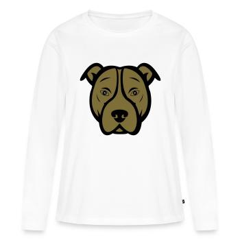 Chien - T-shirt manches longues Premium bio Femme - blanc - Devant - Julia (174cm)