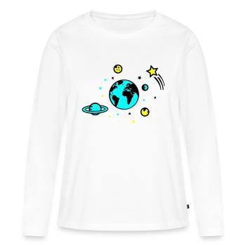 Univers 02 - T-shirt manches longues Premium bio Femme - blanc - Devant - Julia (174cm)