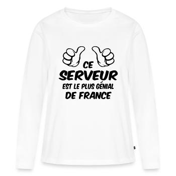 BESTER SERVER - Frauen Premium Bio Langarmshirt - Weiß - Vorne - Julia (174cm)