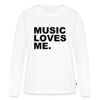 La musique m’aime - La musique m’aime - T-shirt manches longues Premium bio Femme - blanc - Devant - Julia (174cm)