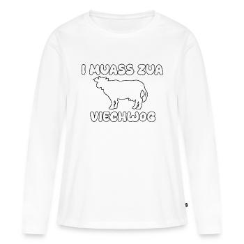 Kua viech vieh lustiger Spruch - Frauen Premium Bio Langarmshirt - Weiß - Vorne - Julia (174cm)