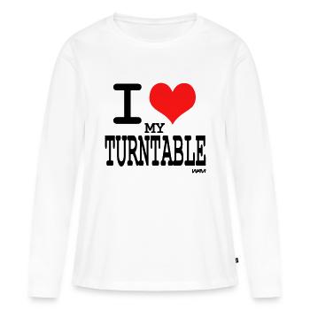 i love turntable by wam - T-shirt manches longues Premium bio Femme - blanc - Devant - Julia (174cm)