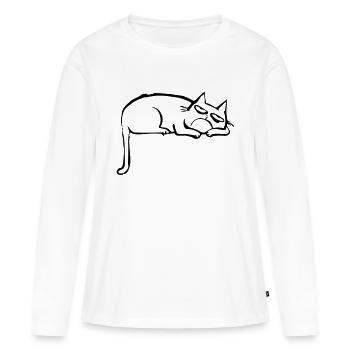 funny cat - T-shirt manches longues Premium bio Femme - blanc - Devant - Julia (174cm)