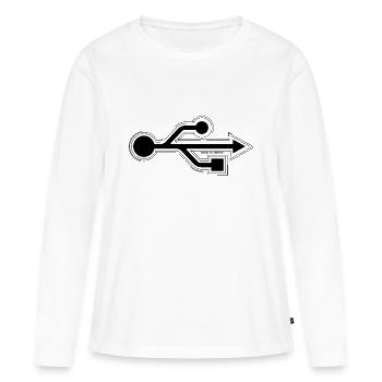 USB - T-shirt manches longues Premium bio Femme - blanc - Devant - Julia (174cm)