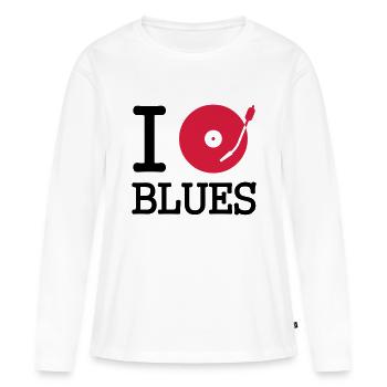 i dj / play / listen to blues - T-shirt manches longues Premium bio Femme - blanc - Devant - Julia (174cm)
