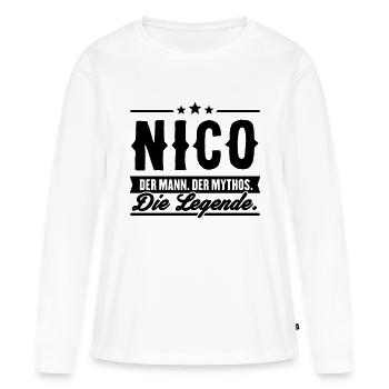 Man Myth Legend Nico - T-shirt manches longues Premium bio Femme - blanc - Devant - Julia (174cm)