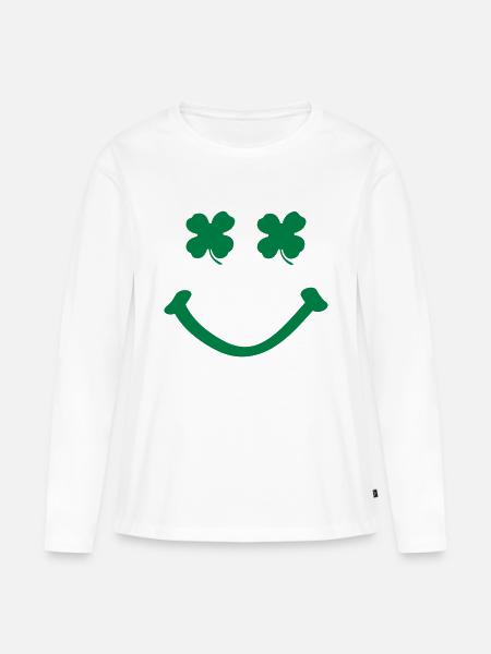 irish smile - Frauen Premium Bio Langarmshirt - Weiß