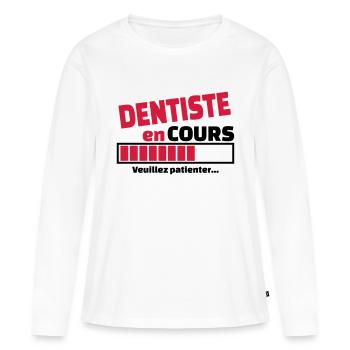 dentiste en cours - T-shirt manches longues Premium bio Femme - blanc - Devant - Julia (174cm)