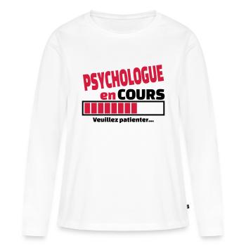 psychologue en cours - T-shirt manches longues Premium bio Femme - blanc - Devant - Julia (174cm)