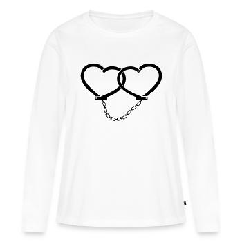 Menottes d'amour - T-shirt manches longues Premium bio Femme - blanc - Devant - Julia (174cm)