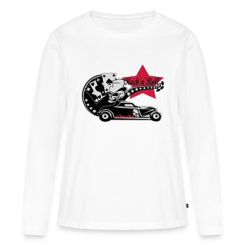 Hot Rod Rock'n'Roll - T-shirt manches longues Premium bio Femme - blanc - Devant - Julia (174cm)