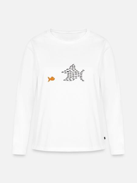 Fischschwarm - Frauen Premium Bio Langarmshirt - Weiß