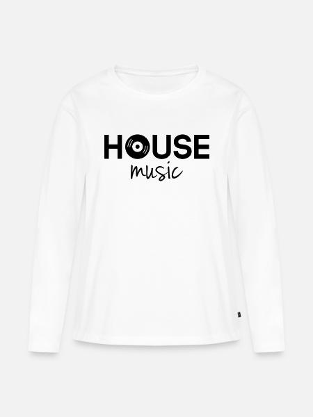 House Music - Frauen Premium Bio Langarmshirt - Weiß