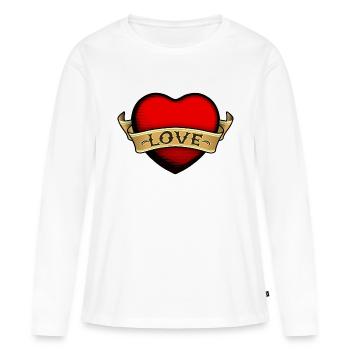 amour coeur love heart - T-shirt manches longues Premium bio Femme - blanc - Devant - Julia (174cm)