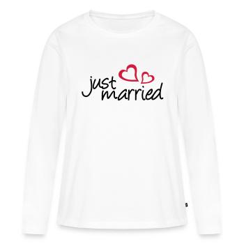 deux coeurs - T-shirt manches longues Premium bio Femme - blanc - Devant - Julia (174cm)