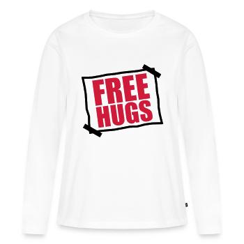paper pasted note notices free hugs free - Women's Premium Organic Long Sleeve Shirt - white - Front - Julia (174cm)