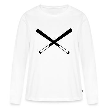 Baseball, battes de baseball, casque de baseball - T-shirt manches longues Premium bio Femme - blanc - Devant - Julia (174cm)