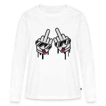 Cool Fuck Off Hands - T-shirt manches longues Premium bio Femme - blanc - Devant - Julia (174cm)
