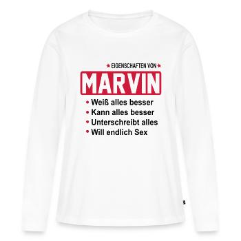 marvin - Frauen Premium Bio Langarmshirt - Weiß - Vorne - Julia (174cm)