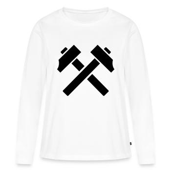 Marteau - T-shirt manches longues Premium bio Femme - blanc - Devant - Julia (174cm)