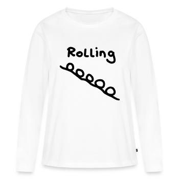 Rolling - Steine - Frauen Premium Bio Langarmshirt - Weiß - Vorne - Julia (174cm)
