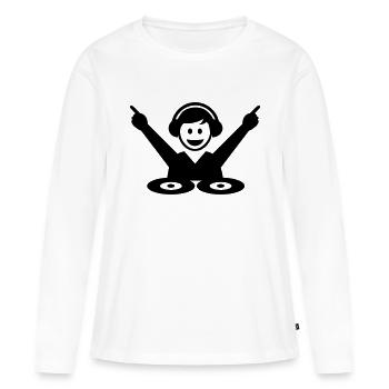 DJ - T-shirt manches longues Premium bio Femme - blanc - Devant - Julia (174cm)