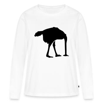 Autruche - T-shirt manches longues Premium bio Femme - blanc - Devant - Julia (174cm)