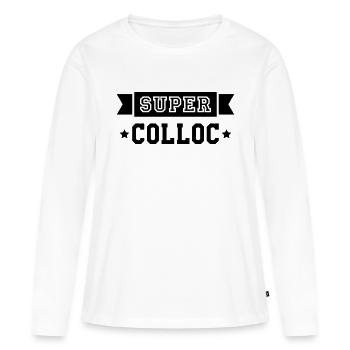 Coloc / Colocataire / Collocatrice / Amis / Appart - T-shirt manches longues Premium bio Femme - blanc - Devant - Julia (174cm)