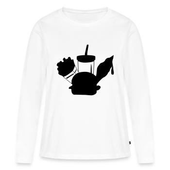 menu crème fast-food - T-shirt manches longues Premium bio Femme - blanc - Devant - Julia (174cm)