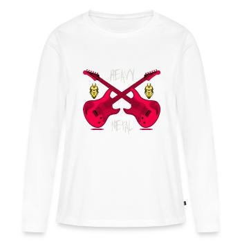 HEAVY METAL ! - T-shirt manches longues Premium bio Femme - blanc - Devant - Julia (174cm)