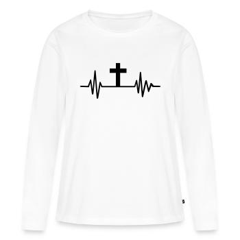 Croix - T-shirt manches longues Premium bio Femme - blanc - Devant - Julia (174cm)