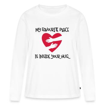 Étreinte - T-shirt manches longues Premium bio Femme - blanc - Devant - Julia (174cm)