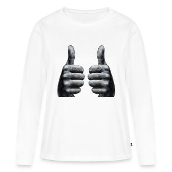 Daumen hoch - Frauen Premium Bio Langarmshirt - Weiß - Vorne - Julia (174cm)