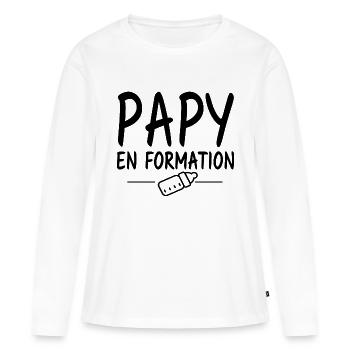 papy en formation / futur papy - T-shirt manches longues Premium bio Femme - blanc - Devant - Julia (174cm)