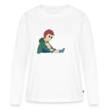 Mettre des chaussettes - T-shirt manches longues Premium bio Femme - blanc - Devant - Julia (174cm)
