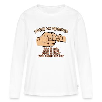 père et fille coup de poing - T-shirt manches longues Premium bio Femme - blanc - Devant - Julia (174cm)