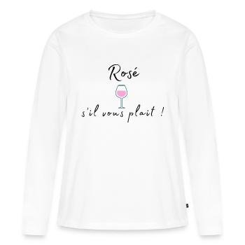 Rosé s'il vous plait ! - T-shirt manches longues Premium bio Femme - blanc - Devant - Julia (174cm)