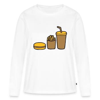 Burger Frites Cola - T-shirt manches longues Premium bio Femme - blanc - Devant - Julia (174cm)