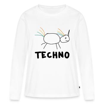Einhorn Techno Unicorn Party Raver Humor fun - Frauen Premium Bio Langarmshirt - Weiß - Vorne - Julia (174cm)