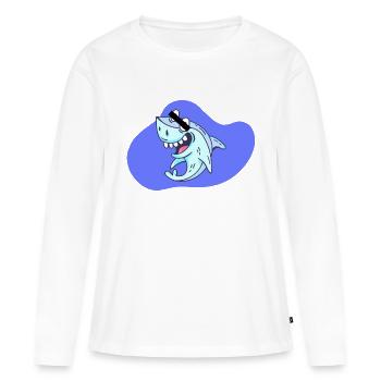 Cartoon Hai - Frauen Premium Bio Langarmshirt - Weiß - Vorne - Julia (174cm)
