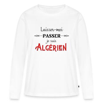 laisser moi passer je suis algérien humour - T-shirt manches longues Premium bio Femme - blanc - Devant - Julia (174cm)