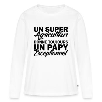 super agriculteur - papy exceptionnel - T-shirt manches longues Premium bio Femme - blanc - Devant - Julia (174cm)