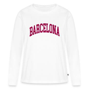 Barcelone - T-shirt manches longues Premium bio Femme - blanc - Devant - Julia (174cm)